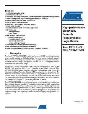 ATF22LV10CQZ-30SU Datasheet PDF Atmel Corporation