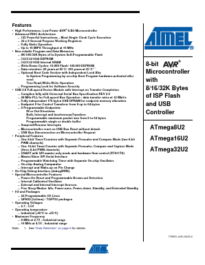 ATMEGA16U2-MU Datasheet PDF Atmel Corporation
