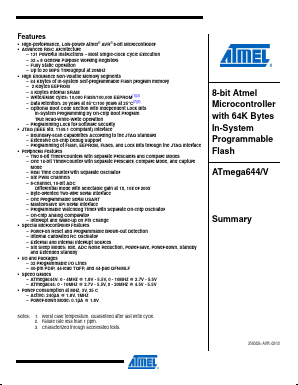 ATMEGA644V-10MUR Datasheet PDF Atmel Corporation