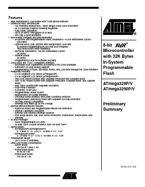ATMEGA3290PV-20AU Datasheet PDF Atmel Corporation