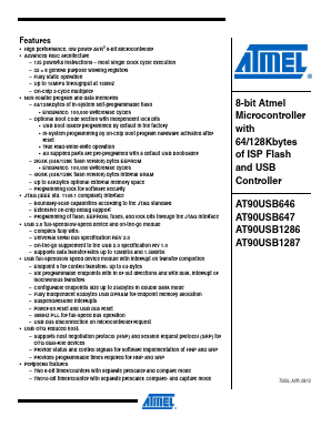 AT90USB646-MU Datasheet PDF Atmel Corporation