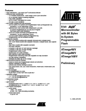 ATMEGA48-20AI Datasheet PDF Atmel Corporation