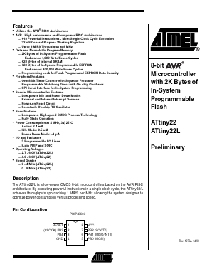 ATTINY22-8PI Datasheet PDF Atmel Corporation