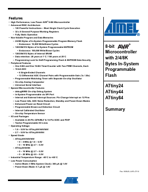 ATTINY24-20PU Datasheet PDF Atmel Corporation