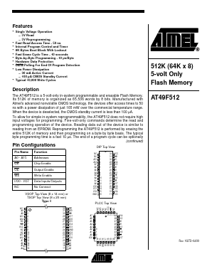 AT49F512-50VC Datasheet PDF Atmel Corporation