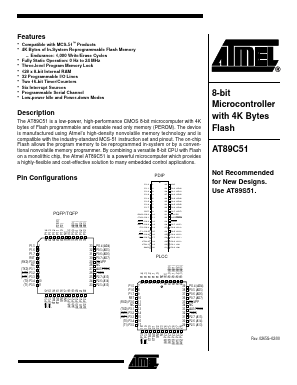 AT89C51-12JI Datasheet PDF Atmel Corporation