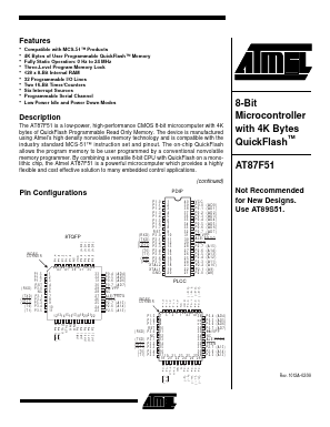 AT87F51-12PC Datasheet PDF Atmel Corporation