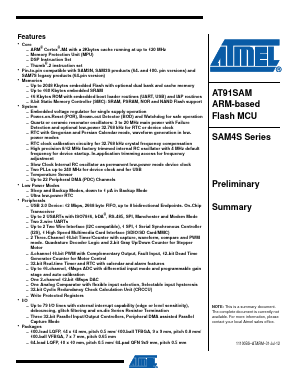 SAM4S Datasheet PDF Atmel Corporation