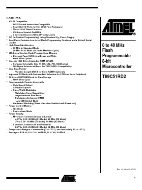 T89C51RD2-RLFIM Datasheet PDF Atmel Corporation