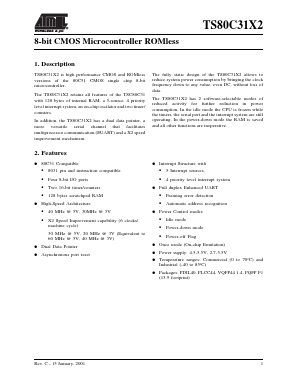 TS80C31X2-ECAD Datasheet PDF Atmel Corporation