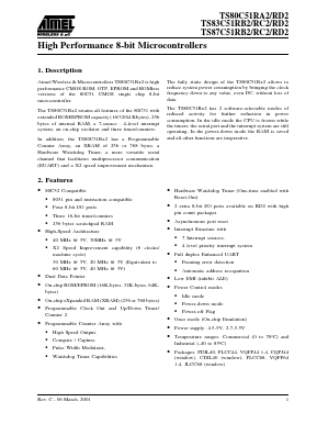 TS80C51RA2-ECAD Datasheet PDF Atmel Corporation