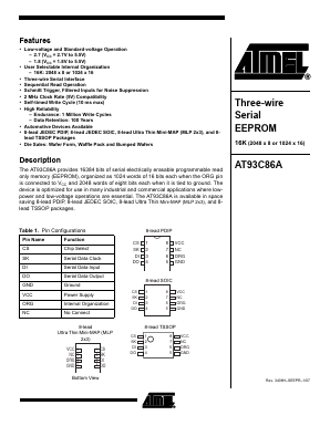 AT93C86A-10PU-1.8 Datasheet PDF Atmel Corporation
