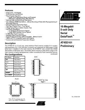 AT45D161-JI Datasheet PDF Atmel Corporation