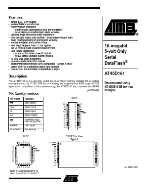 AT45D161-TC Datasheet PDF Atmel Corporation