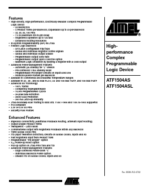 ATF1504AS-10AC44 Datasheet PDF Atmel Corporation