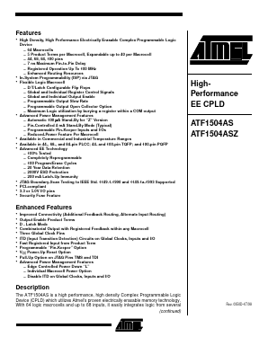 ATF1504ASZ Datasheet PDF Atmel Corporation