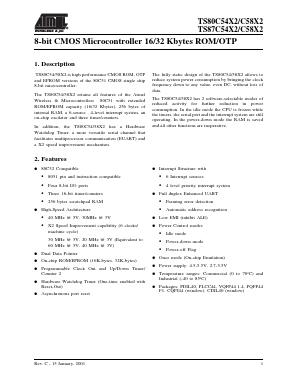 TS87C54X2-VIE Datasheet PDF Atmel Corporation