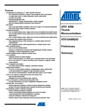 AT91SAM9263 Datasheet PDF Atmel Corporation
