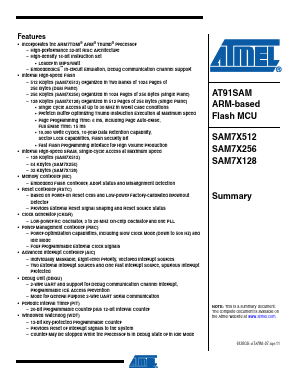 SAM7X512 Datasheet PDF Atmel Corporation