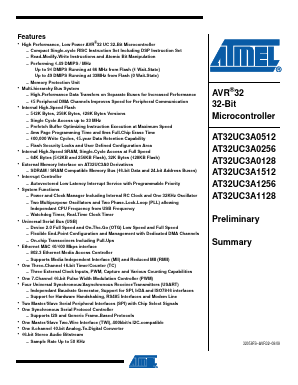 AT32UC3A0512 Datasheet PDF Atmel Corporation
