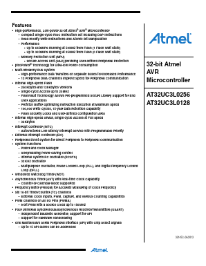 AT32UC3L0128-AUR Datasheet PDF Atmel Corporation
