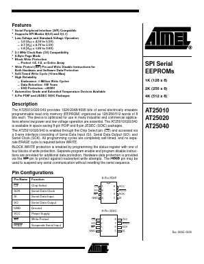 AT25010-10PC Datasheet PDF Atmel Corporation
