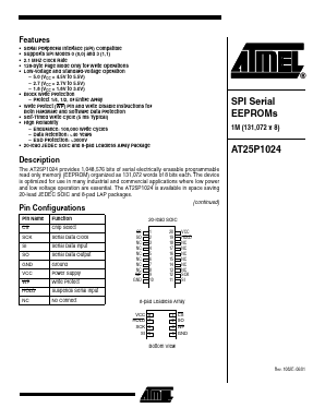 AT25P1024W1-10SI-1.8 Datasheet PDF Atmel Corporation