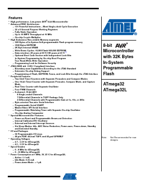 ATMEGA32-16PU Datasheet PDF Atmel Corporation