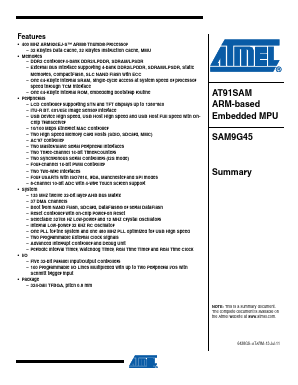 AT91SAM9G45 Datasheet PDF Atmel Corporation
