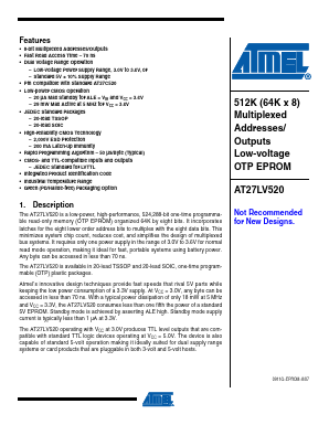 AT27LV520-70SU Datasheet PDF Atmel Corporation
