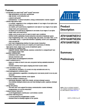AT91SAM7SE256-CU Datasheet PDF Atmel Corporation
