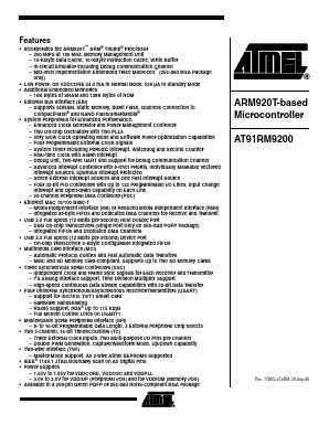 AT91RM9200 Datasheet PDF Atmel Corporation