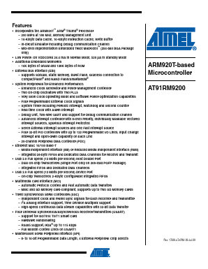 AT91RM9200 Datasheet PDF Atmel Corporation