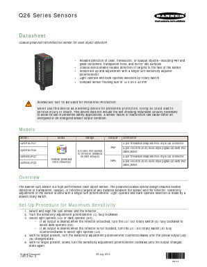 Q26NXLPQ5 Datasheet PDF Banner Engineering Corp.
