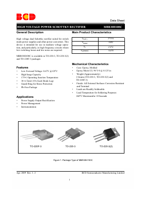 MBR30H100C Datasheet PDF BCD Semiconductor