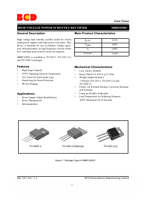 MBR10200C Datasheet PDF BCD Semiconductor