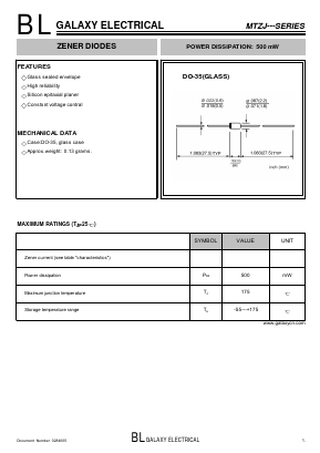 MTZJ3.0 Datasheet PDF Galaxy Semi-Conductor