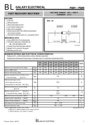 PG204 Datasheet PDF Galaxy Semi-Conductor