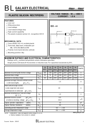 1N4005 Datasheet PDF Galaxy Semi-Conductor