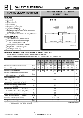 1N5392 Datasheet PDF Galaxy Semi-Conductor