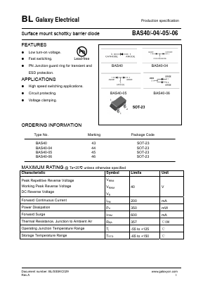 BAS40-04 Datasheet PDF Galaxy Semi-Conductor