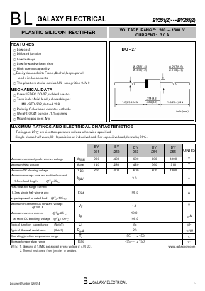BY251 Datasheet PDF Galaxy Semi-Conductor