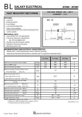 BYV95C Datasheet PDF Galaxy Semi-Conductor