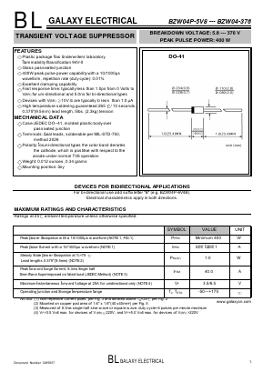 BZW04-19B Datasheet PDF Galaxy Semi-Conductor