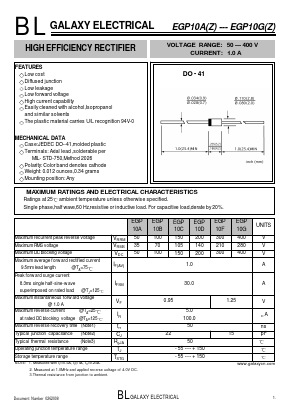 EGP10DZ Datasheet PDF Galaxy Semi-Conductor