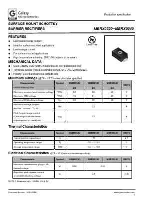 MBRX0530 Datasheet PDF Galaxy Semi-Conductor