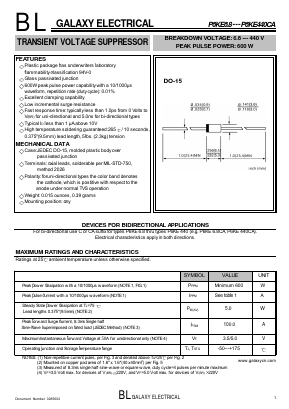 P6KE12 Datasheet PDF Galaxy Semi-Conductor