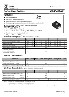 RS3KB Datasheet PDF Galaxy Semi-Conductor