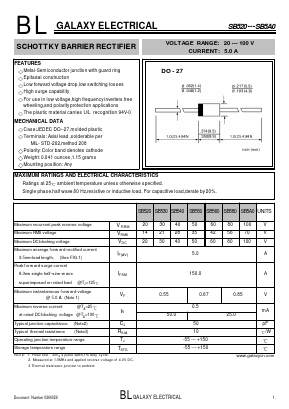 SB540 Datasheet PDF Galaxy Semi-Conductor