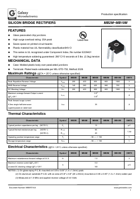 MB4M Datasheet PDF Galaxy Semi-Conductor